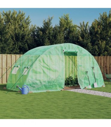 vidaXL Greenhouse with Steel Frame Green 10 m² 5x2x2.3 m — Size: 5 x 2 x 2.3 m