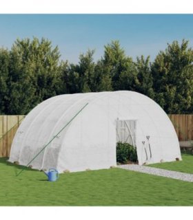 vidaXL Greenhouse with Steel Frame White 24 m² 6x4x2.85 m — Size: 6 x 4 x 2.85 m