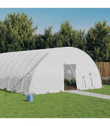 vidaXL Greenhouse with Steel Frame White 36 m² 6x6x2.85 m — Size: 6 x 6 x 2.85 m