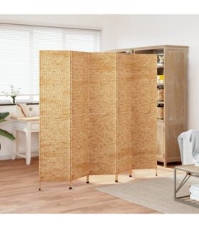 vidaXL Room Divider 5-Panel 205x180 cm Water Hyacinth — Colour: light brown, Size: 205 x 180 cm