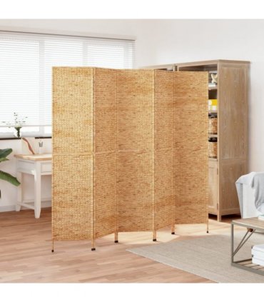vidaXL Room Divider 5-Panel 205x180 cm Water Hyacinth — Colour: light brown, Size: 205 x 180 cm