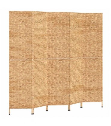 vidaXL Room Divider 5-Panel 205x180 cm Water Hyacinth — Colour: light brown, Size: 205 x 180 cm