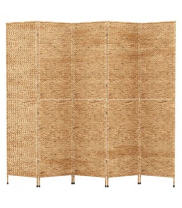 vidaXL Room Divider 5-Panel 205x180 cm Water Hyacinth — Colour: light brown, Size: 205 x 180 cm
