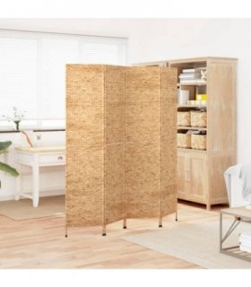 vidaXL Room Divider 4-Panel 163x180 cm Water Hyacinth — Colour: light brown, Size: 163 x 180 cm