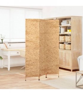 vidaXL Room Divider 3-Panel 122x180 cm Water Hyacinth — Colour: light brown, Size: 122 x 180 cm
