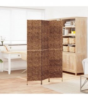 vidaXL Room Divider 3-Panel Brown 122x180 cm Water Hyacinth — Size: 122 x 180 cm