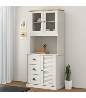 vidaXL Highboard VIGO White 78x40x175 cm Solid Wood Pine — Model: with 1 door