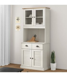 vidaXL Highboard VIGO White 78x40x175 cm Solid Wood Pine — Model: with 2 doors