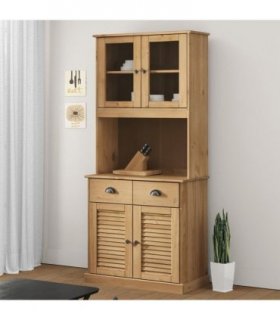 vidaXL Highboard VIGO 78x40x175 cm Solid Wood Pine — Colour: brown, Model: with 2 doors
