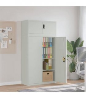 vidaXL File Cabinet | Light grey | Powder-coated steel | Large — Size: 90 x 40 x 180 cm