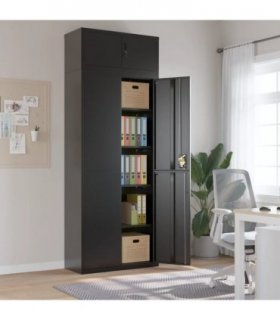 vidaXL File Cabinet Black 90x40x240 cm Steel — Size: 90 x 40 x 240 cm
