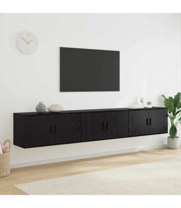 vidaXL Wall-mounted TV Cabinet Set 3 pcs Black Oak 80 x 34.5 x 40 cm