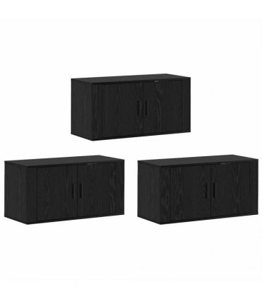 vidaXL Wall-mounted TV Cabinet Set 3 pcs Black Oak 80 x 34.5 x 40 cm