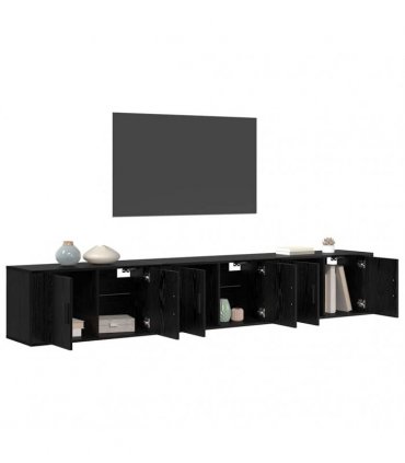 vidaXL Wall-mounted TV Cabinet Set 3 pcs Black Oak 80 x 34.5 x 40 cm
