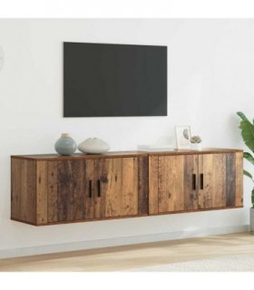 vidaXL Wall-mounted TV Cabinet Set 2 pcs Old Wood 80 x 34.5 x 40 cm