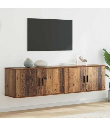 vidaXL Wall-mounted TV Cabinet Set 2 pcs Old Wood 80 x 34.5 x 40 cm
