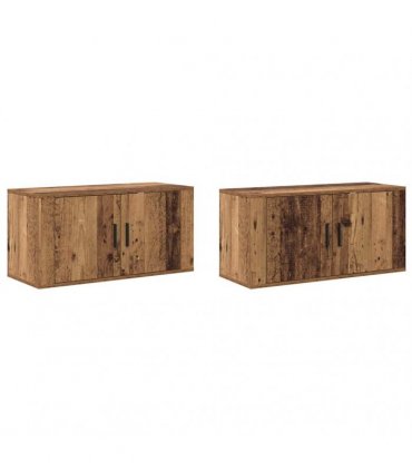 vidaXL Wall-mounted TV Cabinet Set 2 pcs Old Wood 80 x 34.5 x 40 cm