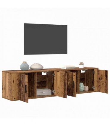 vidaXL Wall-mounted TV Cabinet Set 2 pcs Old Wood 80 x 34.5 x 40 cm