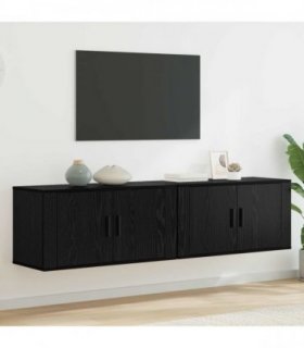 vidaXL Wall-mounted TV Cabinet Set 2 pcs Black Oak 80 x 34.5 x 40 cm