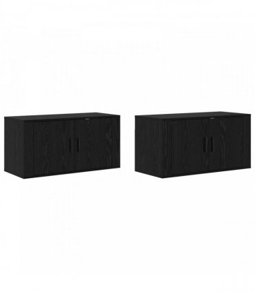 vidaXL Wall-mounted TV Cabinet Set 2 pcs Black Oak 80 x 34.5 x 40 cm