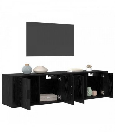 vidaXL Wall-mounted TV Cabinet Set 2 pcs Black Oak 80 x 34.5 x 40 cm