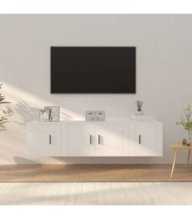 vidaXL 3 Piece TV Cabinet Set White Engineered Wood — V0671965796