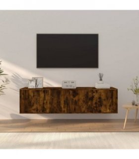 vidaXL 3 Piece TV Cabinet Set Smoked Oak Engineered Wood — V0671965797