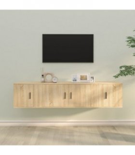vidaXL 3 Piece TV Cabinet Set Sonoma Oak Engineered Wood — V0671965807
