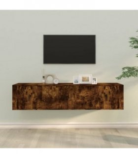 vidaXL 3 Piece TV Cabinet Set Smoked Oak Engineered Wood — V0671965809