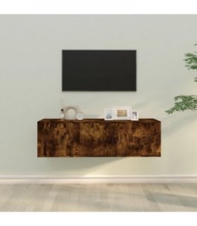 vidaXL 2 Piece TV Cabinet Set Smoked Oak Engineered Wood — V0671965813