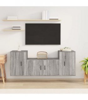 vidaXL 3 Piece TV Cabinet Set Grey Sonoma Engineered Wood — V0671965859