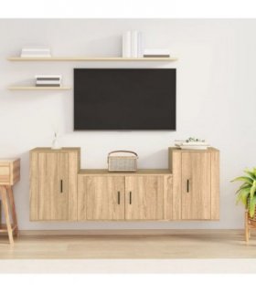 vidaXL 3 Piece TV Cabinet Set Sonoma Oak Engineered Wood — V0671965863