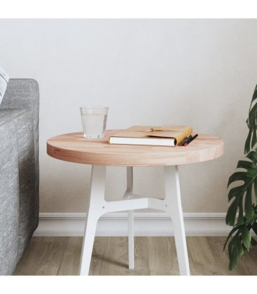 vidaXL Table Top Ø40x2.5 cm Round Solid Wood Beech — Colour: light brown, Size: 40 x 2.5 cm