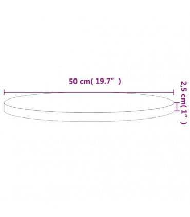 vidaXL Table Top Ø50x2.5 cm Round Solid Wood Beech — Colour: light brown, Size: 50 x 2.5 cm
