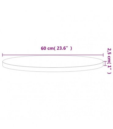 vidaXL Table Top Ø60x2.5 cm Round Solid Wood Beech — Colour: brown, Size: 60 x 2.5 cm
