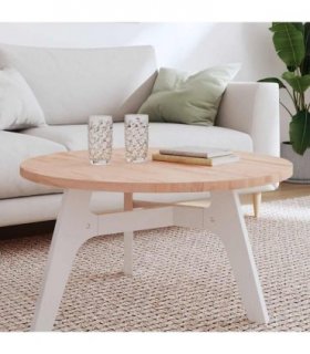 vidaXL Table Top Ø80x2.5 cm Round Solid Wood Beech — Colour: light brown, Size: 80 x 2.5 cm