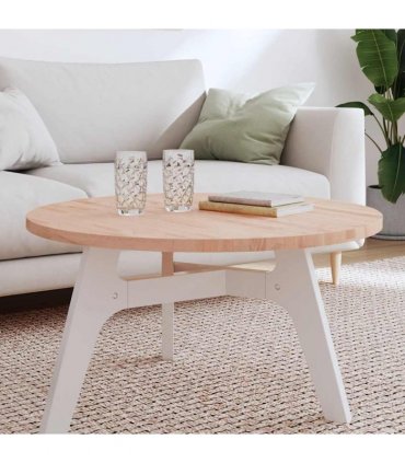 vidaXL Table Top Ø80x2.5 cm Round Solid Wood Beech — Colour: light brown, Size: 80 x 2.5 cm