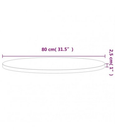 vidaXL Table Top Ø80x2.5 cm Round Solid Wood Beech — Colour: brown, Size: 80 x 2.5 cm