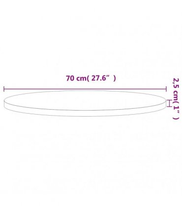 vidaXL Table Top Ø70x2.5 cm Round Solid Wood Beech — Colour: brown, Size: 70 x 2.5 cm