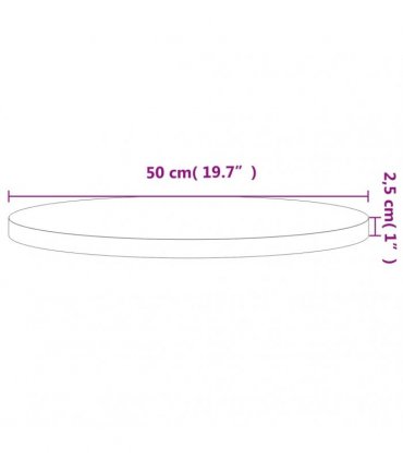 vidaXL Table Top Ø50x2.5 cm Round Solid Wood Beech — Colour: brown, Size: 50 x 2.5 cm