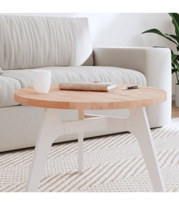 vidaXL Table Top Ø60x2.5 cm Round Solid Wood Beech — Colour: light brown, Size: 60 x 2.5 cm