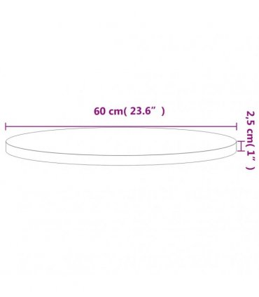 vidaXL Table Top Ø60x2.5 cm Round Solid Wood Beech — Colour: light brown, Size: 60 x 2.5 cm