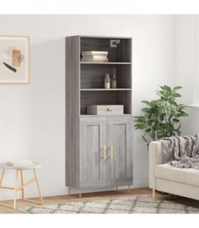 vidaXL Highboard Grey Sonoma 69.5x34x180 cm Engineered Wood — Model: 2 wood doors