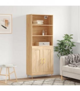 vidaXL Highboard Sonoma Oak 69.5x34x180 cm Engineered Wood — Model: 2 wood doors — V0671966696