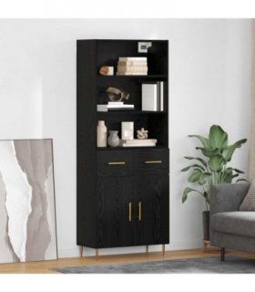 vidaXL Highboard Black Oak 69.5 x 34 x 180 cm Engineered Wood — Model: 2 doors 2 drawers — V0671966699
