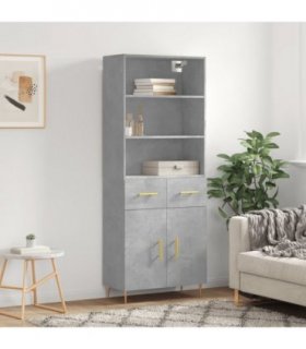 vidaXL Highboard Concrete Grey 69.5x34x180 cm Engineered Wood — Model: 2 doors 2 drawers