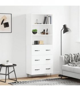 vidaXL Highboard White 69.5x34x180 cm Engineered Wood — Model: 3 drawers