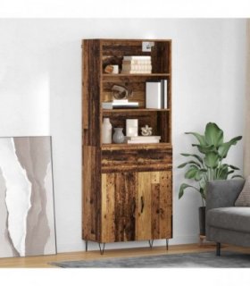 vidaXL Highboard with Drawer 2 pcs Old Wood Engineered Wood — Model: 2 doors 2 drawers