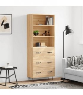 vidaXL Highboard Sonoma Oak 69.5x34x180 cm Engineered Wood — Model: 3 drawers