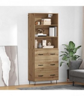 vidaXL Highboard with Drawer 2 pcs Artisan Oak Engineered Wood — Model: 3 drawers